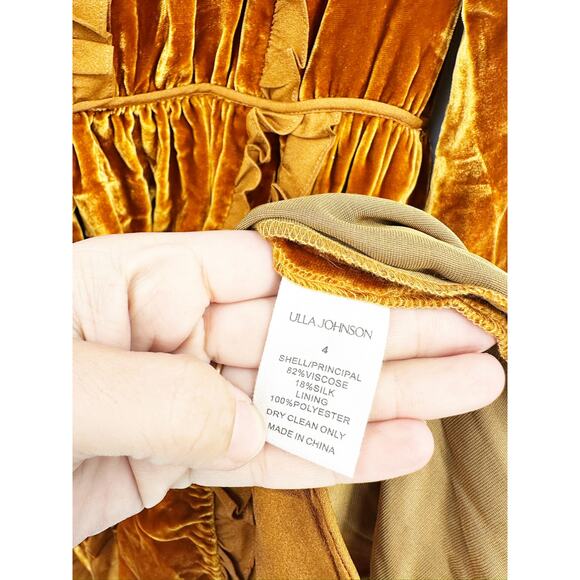 Ulla Johnson Erika Puff-Sleeve Velvet Mini Dress in Sandstone 4 - Picture 4 of 5